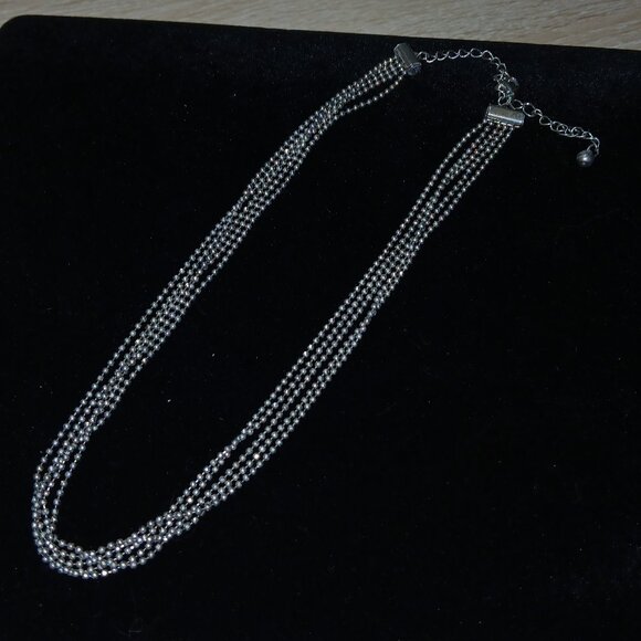 Silver Tone Multi Strand Choker Necklace Vintage Costume Jewelry #100 - Picture 9 of 9